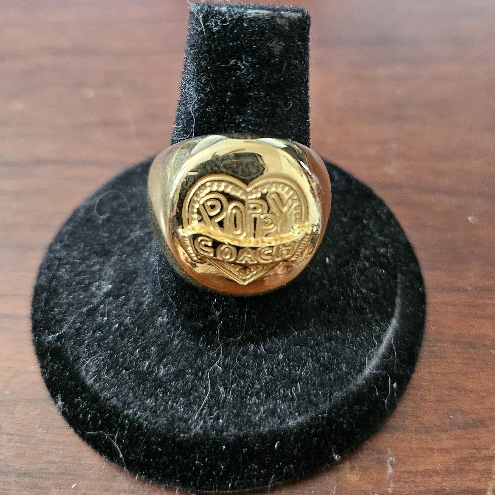 Coach Poppy Gold Signet Ring Size 8